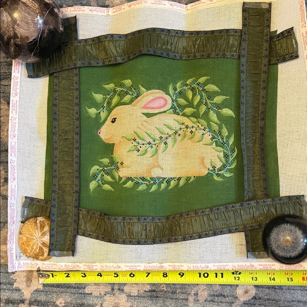 In Stitches Needlepoint Canvas with Rabbit Design